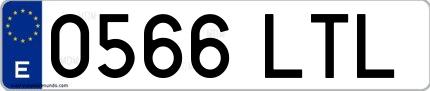 Ejemplo de matrícula de coche ordinaria 0566 LTL