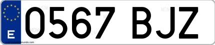 Ejemplo de matrícula de coche ordinaria 0567 BJZ