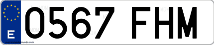 Ejemplo de matrícula de coche ordinaria 0567 FHM