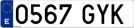 Ejemplo de matrícula de coche ordinaria 0567 GYK