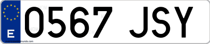 Ejemplo de matrícula de coche ordinaria 0567 JSY