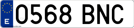Ejemplo de matrícula de coche ordinaria 0568 BNC