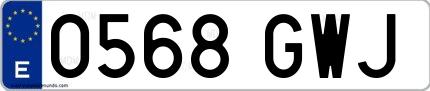 Ejemplo de matrícula española 0568 GWJ