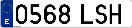 Ejemplo de matrícula española 0568 LSH