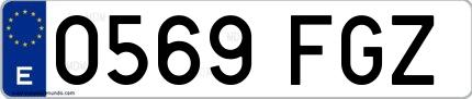 Ejemplo de matrícula española 0569 FGZ