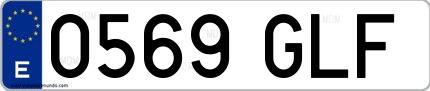 Ejemplo de matrícula española 0569 GLF