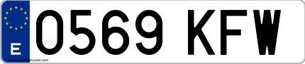 Ejemplo de matrícula española 0569 KFW