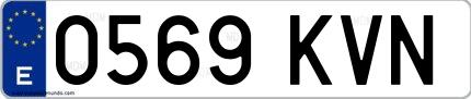 Ejemplo de matrícula española 0569 KVN