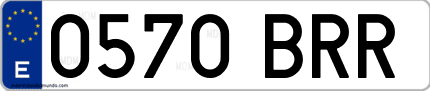 Ejemplo de matrícula de coche ordinaria 0570 BRR