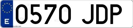 Ejemplo de matrícula española 0570 JDP