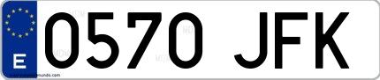 Ejemplo de matrícula española 0570 JFK