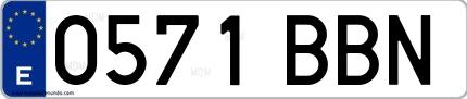 Ejemplo de matrícula española 0571 BBN