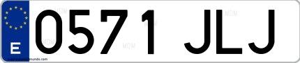 Ejemplo de matrícula española 0571 JLJ