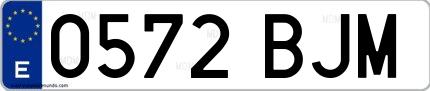 Ejemplo de matrícula española 0572 BJM