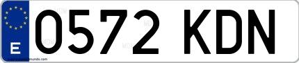 Ejemplo de matrícula española 0572 KDN