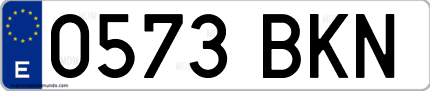 Ejemplo de matrícula de coche ordinaria 0573 BKN