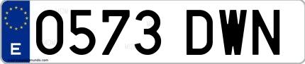 Ejemplo de matrícula española 0573 DWN