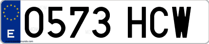 Ejemplo de matrícula de coche ordinaria 0573 HCW