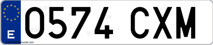 Ejemplo de matrícula de coche ordinaria 0574 CXM