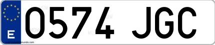 Ejemplo de matrícula española 0574 JGC
