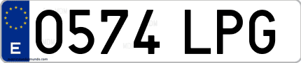 Ejemplo de matrícula de coche ordinaria 0574 LPG