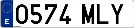 Ejemplo de matrícula de coche ordinaria 0574 MLY