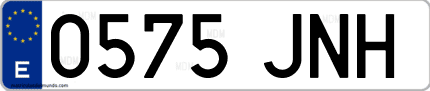 Ejemplo de matrícula de coche ordinaria 0575 JNH