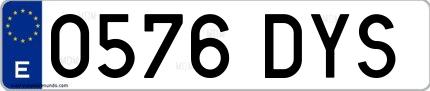 Ejemplo de matrícula española 0576 DYS