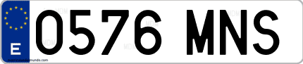 Ejemplo de matrícula de coche ordinaria 0576 MNS