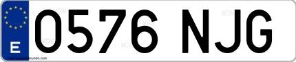 Ejemplo de matrícula española 0576 NJG