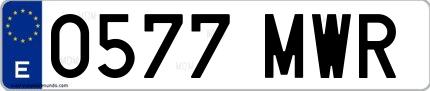 Ejemplo de matrícula española 0577 MWR