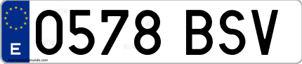 Ejemplo de matrícula de coche ordinaria 0578 BSV