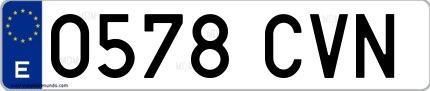 Ejemplo de matrícula española 0578 CVN