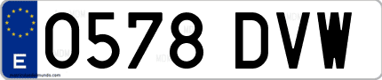 Ejemplo de matrícula de coche ordinaria 0578 DVW