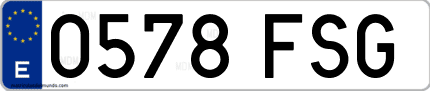 Ejemplo de matrícula de coche ordinaria 0578 FSG