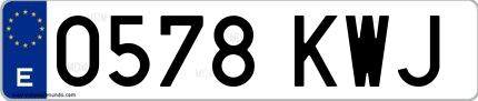 Ejemplo de matrícula española 0578 KWJ