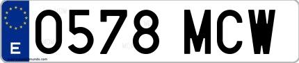 Ejemplo de matrícula española 0578 MCW