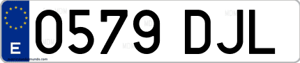 Ejemplo de matrícula de coche ordinaria 0579 DJL