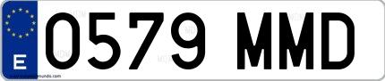 Ejemplo de matrícula española 0579 MMD
