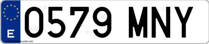 Ejemplo de matrícula española 0579 MNY