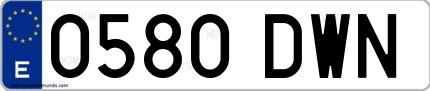 Ejemplo de matrícula española 0580 DWN