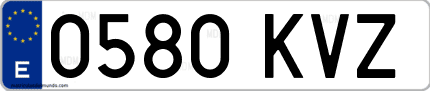 Ejemplo de matrícula de coche ordinaria 0580 KVZ