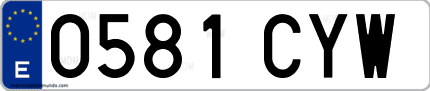 Ejemplo de matrícula de coche ordinaria 0581 CYW