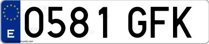 Ejemplo de matrícula española 0581 GFK
