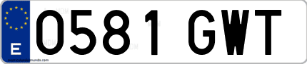 Ejemplo de matrícula de coche ordinaria 0581 GWT