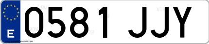 Ejemplo de matrícula española 0581 JJY