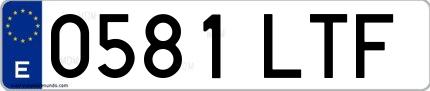 Ejemplo de matrícula española 0581 LTF