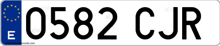 Ejemplo de matrícula de coche ordinaria 0582 CJR