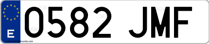 Ejemplo de matrícula de coche ordinaria 0582 JMF