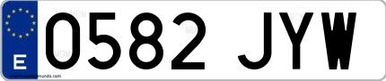 Ejemplo de matrícula española 0582 JYW
